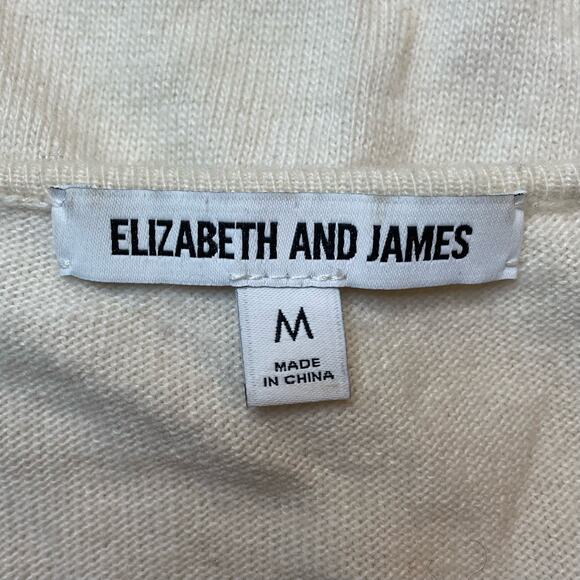 ELIZABETH AND JAMES WOOL CASHMERE COLD SHOULDER SCOOP SWEATER - BUTTERY TAN - M - Picture 8 of 8